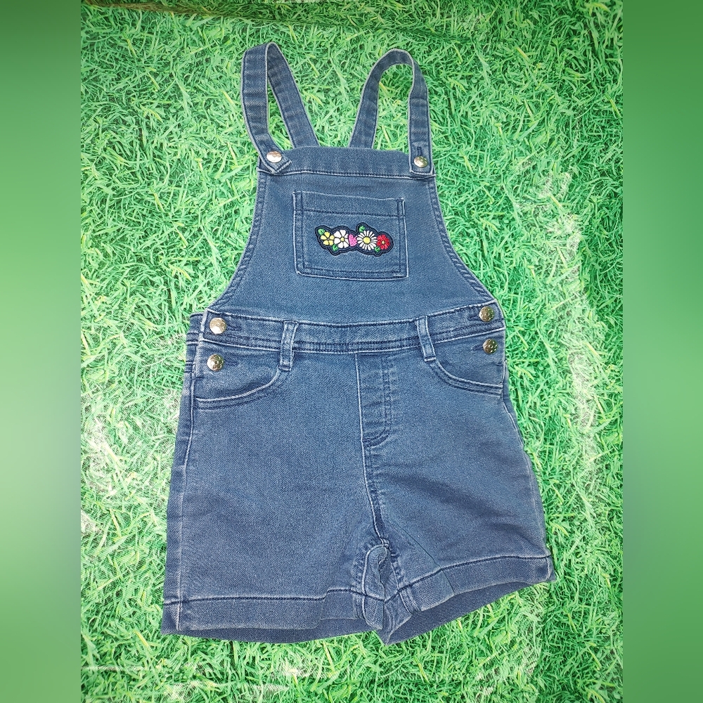 Girls Size 6 Denim Overalls 365 Kids From Garanimals Jumper Embroidery Pre-owned